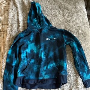 Champion Teal and Black Tie-Dye Hoodie